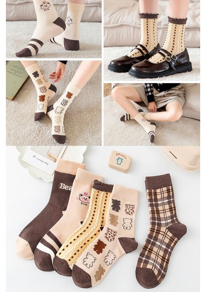 5'li Desenli Kadın Çorap