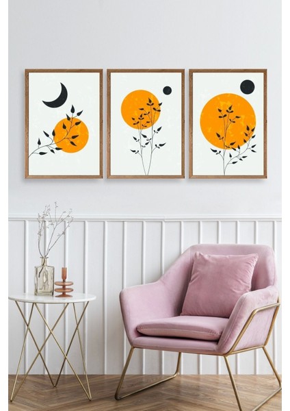 Manzara Üçlü Ahşap Çerçeveli Tablo fiyatları