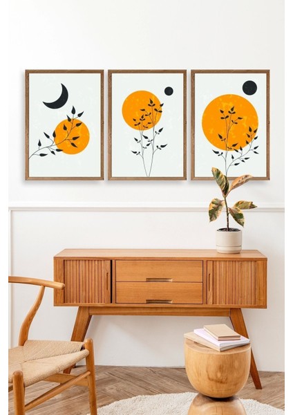 Manzara Üçlü Ahşap Çerçeveli Tablo modelleri