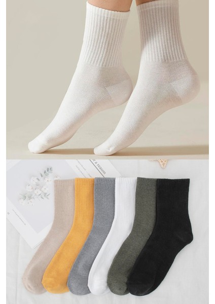Unisex 6 Çift Düz Tenis Çorap