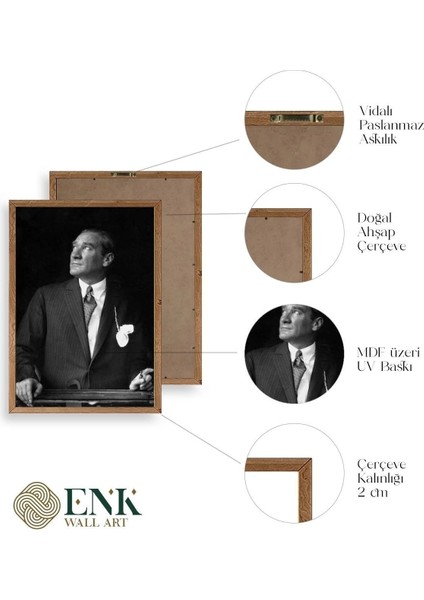 Atatürk Ahşap Çerçeveli Tablo indirimleri
