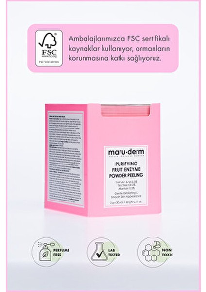 Arındırıcı Meyve Enzim Toz Peeling 60 gr Tüm Cilt Tipleri İçin Akne Karşıtı Salisilik Asit