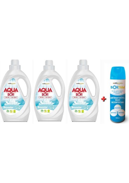 Doğal Mineralli Beyazlar Için Sıvı Çamaşır Deterjanı Sıvı 3 Adet 3*2.15L 99 Yıkama+ Dezenfektan