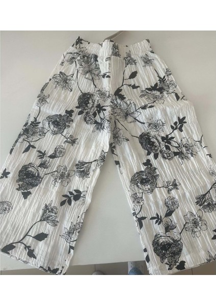 Desenli Kız Çocuk Pantolon - Çikoby - Ecru - 3 Yaş - CK50429-ECRU-3 Yaş
