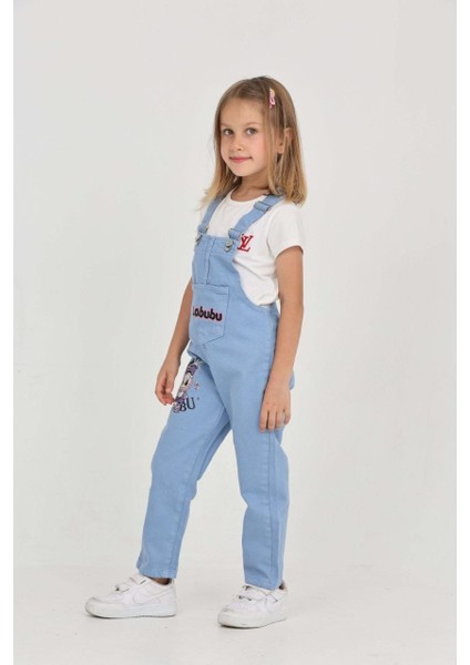 Kız Çocuk Slopet Çocuk Kot Tulum Labubu Mor Desenli modelleri