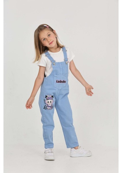 Kız Çocuk Slopet Çocuk Kot Tulum Labubu Mor Desenli fırsatları