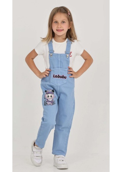 Kız Çocuk Slopet Çocuk Kot Tulum Labubu Mor Desenli indirimleri