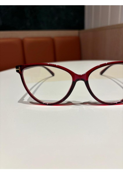 River Bordo Cat Eye Metal Aksesuarlı Mavi Işık Korumalı Blue Block Gözlük 58 Ekartman modelleri