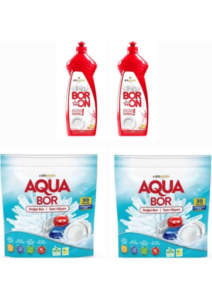 Aquabor Doğal Mineralli Bulaşık Makinesi 30*2 Kapsül + 2 Adet Elde Yıkama