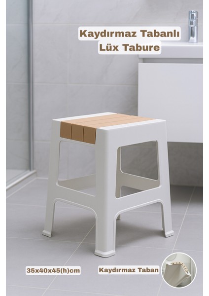 Kaydırmaz Tabanlı Lüx Banyo Taburesi - Günlük Kullanım Çok Amaçlı Modern Tabure