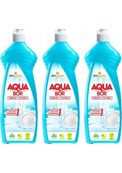 Aquabor Doğal Mineralli Elde Yıkama Bulaşık Deterjanı 3 Adet