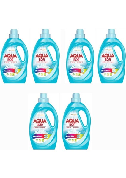 Aquabor Sıvı Çamaşır Deterjanı Renkli̇ler Içi̇n 6 Adet 165 Yıkama Doğal Mi̇neralli̇