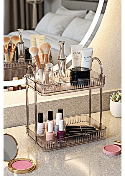 Çift Katlı Makyaj Organizeri, Kozmetik ve Aksesuar Düzenleyici Banyo Rafı fiyatları