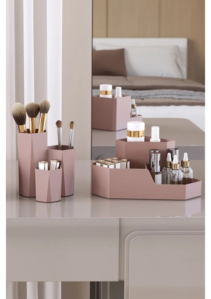 2'li Makyaj Fırçası ve Kozmetik Organizer Seti, Pratik ve Şık Tasarım