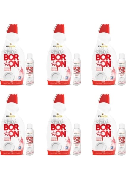 Boron Bulaşık Makinesi Deterjanı 6 Adet ve 6 Adet Parlatıcı 41*6 Yikama