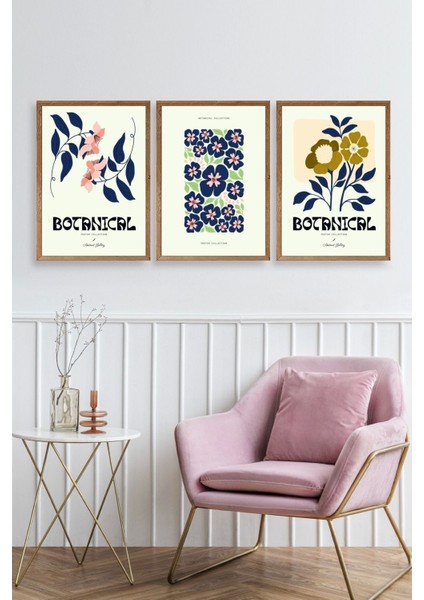 Botanik Üçlü Ahşap Çerçeveli Tablo fiyatları