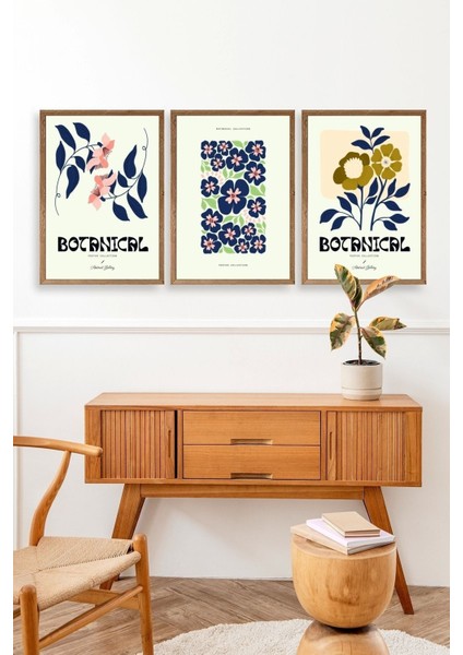 Botanik Üçlü Ahşap Çerçeveli Tablo modelleri