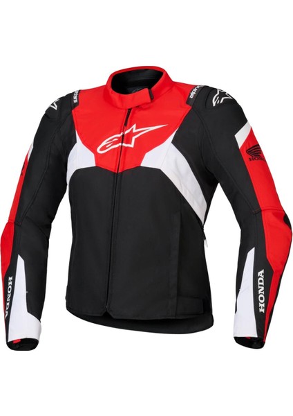 Honda Stella T-Jaws Korumalı Kadın Motosiklet Montu Siyah Kırmızı Beyaz
