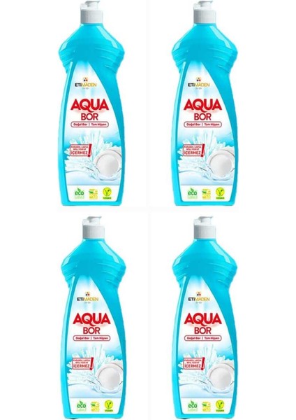 Aquabor Doğal Mineralli Elde Yıkama 4 Adet Sıvı Bulaşık Deterjanı