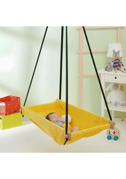 Ahşap Yaylı Zıp Zıp Bebek Hamak Beşik (Sarı) fiyatları