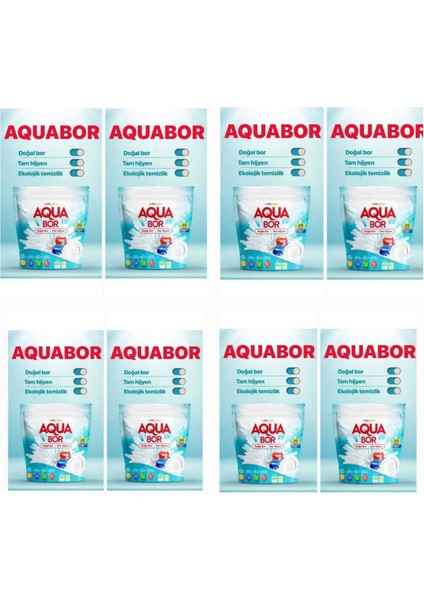 Aquabor Doğal Mineralli 8 Paket Bulaşık Tableti 8*30 Kapsül