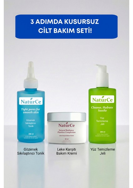 Cilt Bakim Seti 3 Lü Tonik - Leke Karsiti Krem - Yüz Yikama Jeli