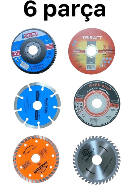 6 Parça (115 MM-125 Mm) Kesici Set Metal Ahşap Mermer Kesici Diskler Spiral Avuç Içi Taşlama Seti