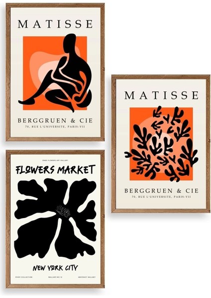 Matisse Üçlü Ahşap Çerçeveli Tablo