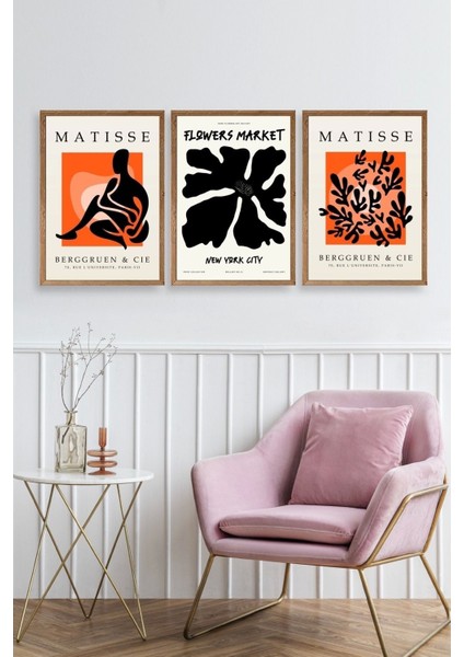 Matisse Üçlü Ahşap Çerçeveli Tablo fiyatları