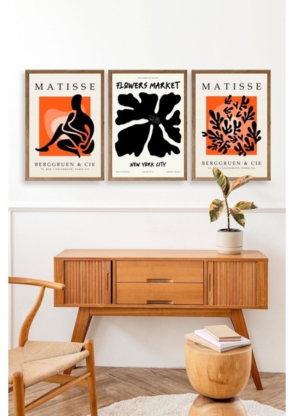 Matisse Üçlü Ahşap Çerçeveli Tablo modelleri