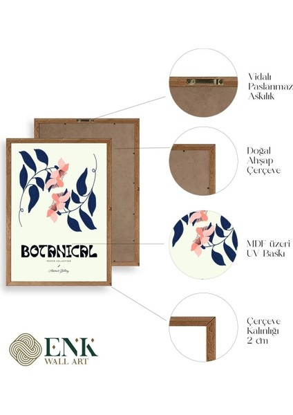 Botanik Üçlü Ahşap Çerçeveli Tablo fırsatları