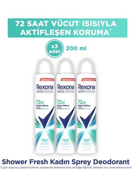 Kadın Sprey Deodorant Shower Fresh 200 ml X3