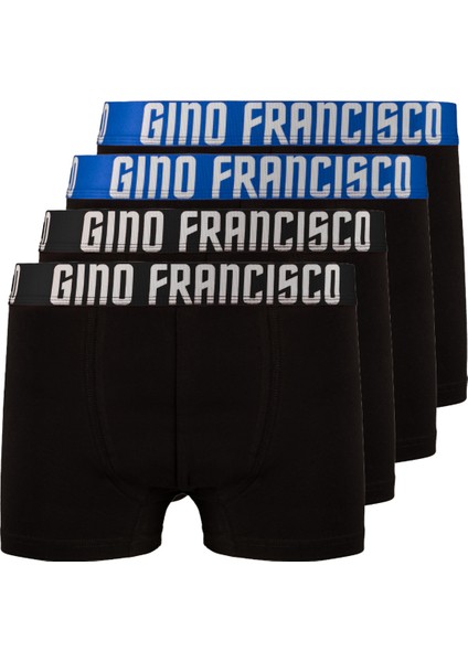 Pamuklu Esnek 4'lü Kutusuz Comfort Erkek Boxer - Blue & Black Collection
