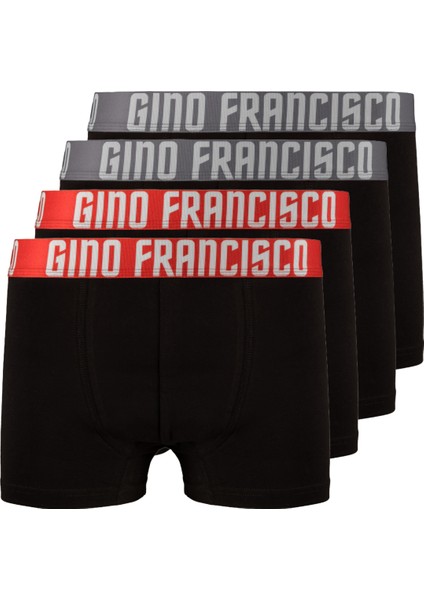 Pamuklu Esnek 4'lü Kutusuz Comfort Erkek Boxer - Red & Gray Collection