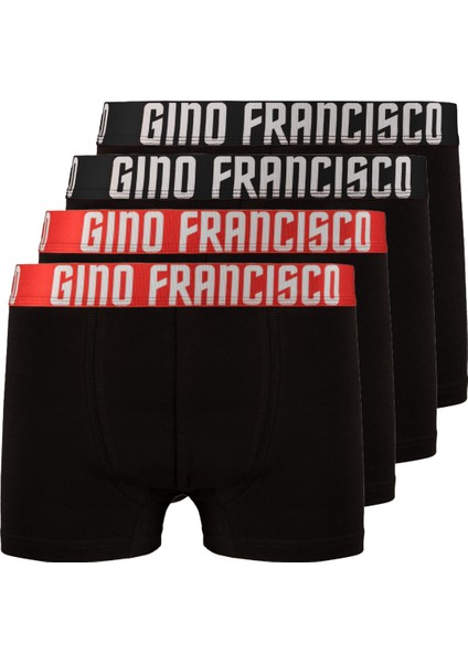 Pamuklu Esnek 4'lü Kutusuz Comfort Erkek Boxer - Red & Black Collection