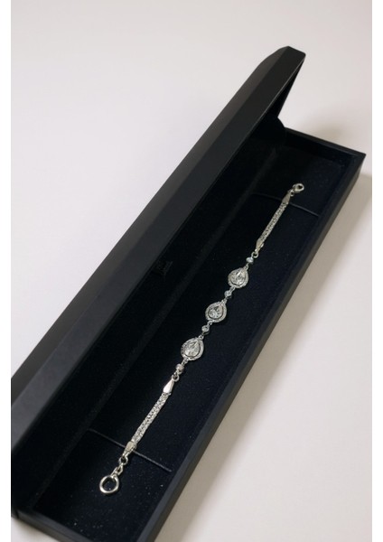 ANKAMUCEVHERAT Işıklı Kutuda 925 Ayar Gümüş Damla Bileklik Kadın