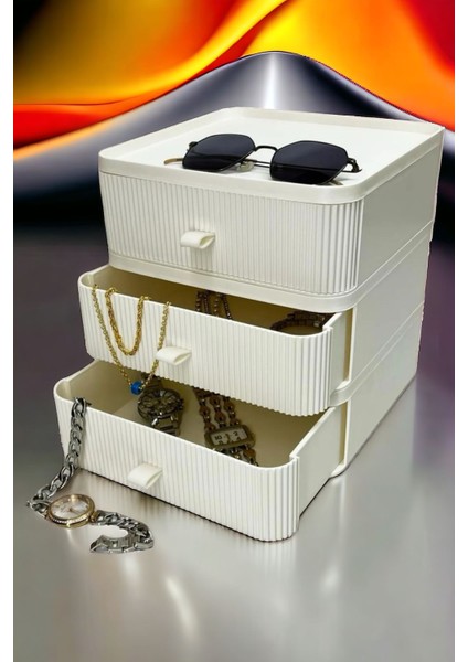 3 Katlı Çekmece Masaüstü Organizer, Şık ve Kullanışlı Depolama Çözümü