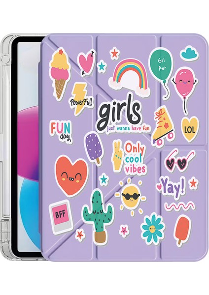 Galaxy Tab A8 10.5 SM-X200 (2021) Kılıf Uyku Modlu Kalem Bölmeli Standlı Fun Day