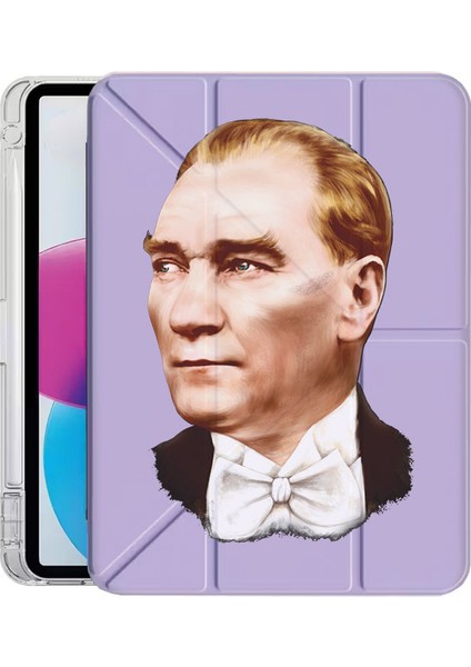 iPad Pro 12.9 2020 (4.nesil) Kılıf Desenli Uyku Modlu Kalem Bölmeli Standlı Atam