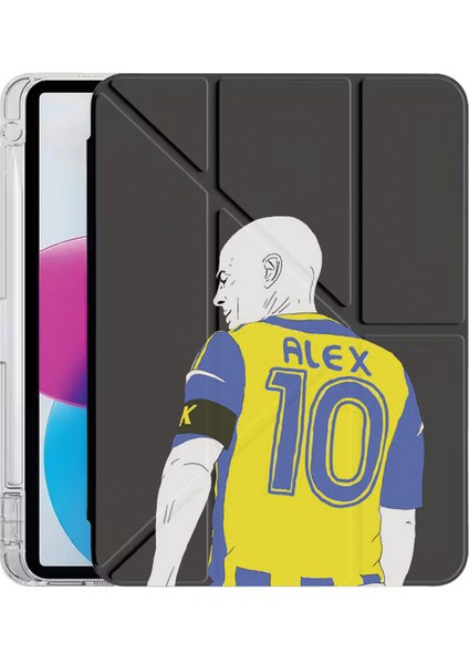 iPad 10.2 (8.nesil) Kılıf Desenli Uyku Modlu Kalem Bölmeli Standlı Alex