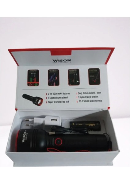 Wison WS-5572 20W Uzun Menzilli Şarjlı Metal El Feneri (5422) fiyatları