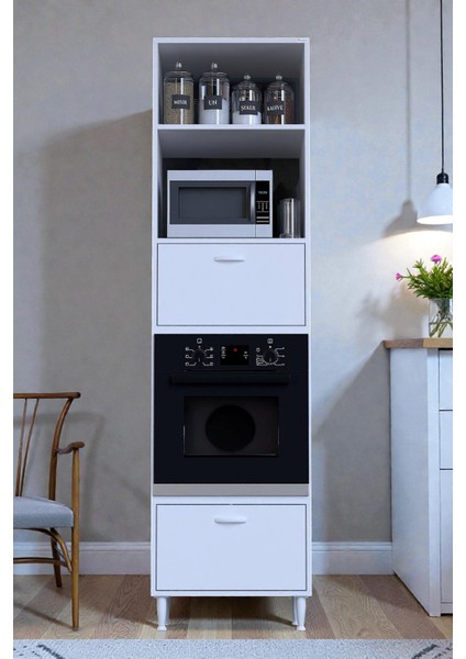 Viramo Mikrodalga/ankastre Fırın Dolabı Çoklu Bölmelerle Depolama Alanlı 60X217X56 cm Modüler Dolap