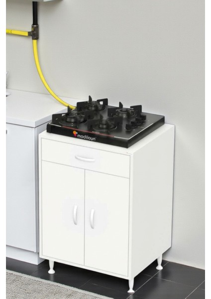 Nehir 65 cm Mutfak Dolabı Çok Amaçlı Ankastre Set Ocak Dolabı 65X88X48 cm Raflı 2 Bölmeli Dolap