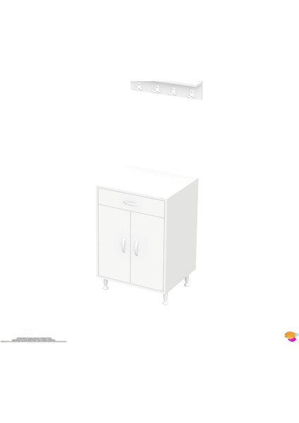 Nehir 65 cm Mutfak Dolabı Çok Amaçlı Ankastre Set Ocak Dolabı 65X88X48 cm Raflı 2 Bölmeli Dolap