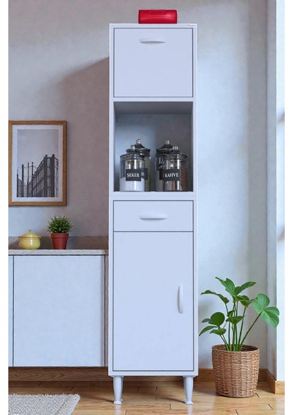 Avelin Kapaklı Mini/midi Fırın Dolabı 35 cm Beyaz Çok Fonksiyonlu 35X163,4X32,5 cm Mutfak Dolabı