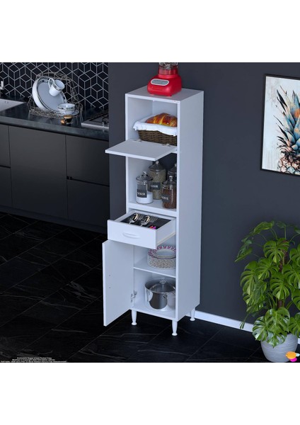 Avelin Kapaklı Mini/midi Fırın Dolabı 35 cm Beyaz Çok Fonksiyonlu 35X163,4X32,5 cm Mutfak Dolabı indirimleri