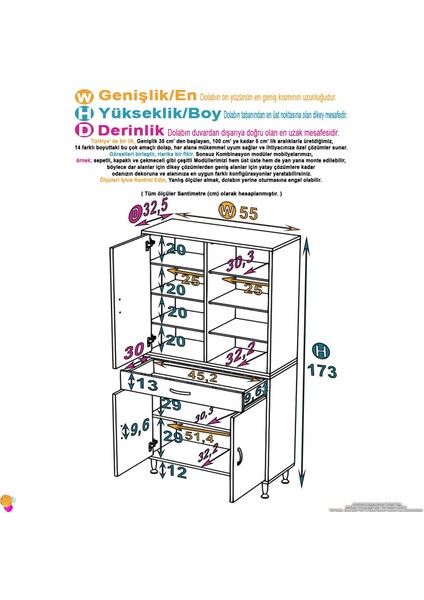 Nexa Modüler Dolap 55 cm Banyo/mutfak Dolabı Extra Kullanım Alanlı 55X173X32,5 cm Beyaz Dolap fiyatları