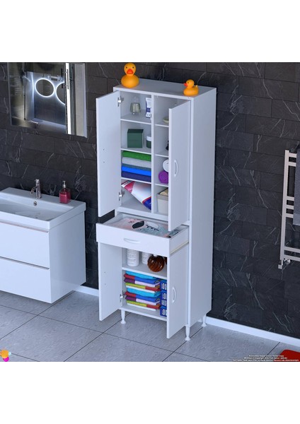 Nexa Modüler Dolap 55 cm Banyo/mutfak Dolabı Extra Kullanım Alanlı 55X173X32,5 cm Beyaz Dolap indirimleri