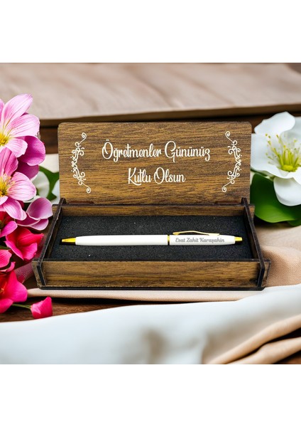 Öğretmenler Günü Kişiye Özel Kalem ve Ahşap Kutu