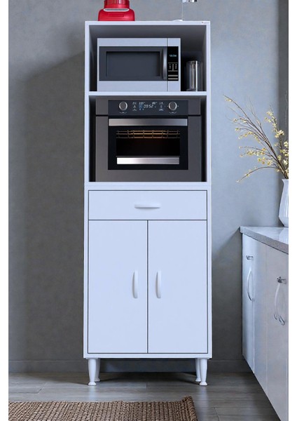 Ora 48 cm Derinlikte Beyaz Mutfak/kiler Dolabı 60X162,4X48 cm 1 Çekmece 2 Kapak Modüler Dolap